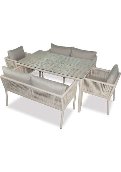Vera 2-2-1-1 Rattan Bahçe Balkon Takımı Kum