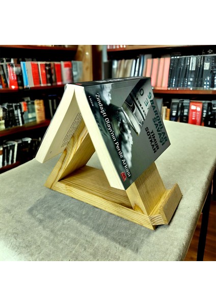 Ahşap Kitap Tutucu Ayraç Tablet Standı El Yapımı Telefon Standı