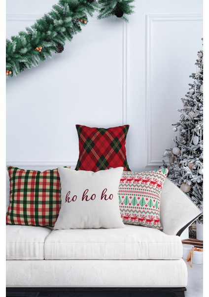 Yılbaşı Christmas Temalı 4'lü Kırlent Kılıfı 1041