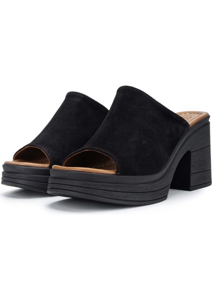 Kadın Deri Siyah Süet Topuklu Terlik 231 76 Bn Trlk Y24 Sıyah Suet fırsatları