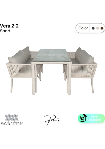 Vera 2-2 Rattan Bahçe Balkon Takımı Kum