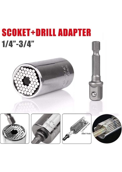 Tang Alışveriş 7-19MM Evrensel Anahtar Tork Başlığı Seti Sihirli Kavrama Aracı Çok Fonksiyonlu Set (Yurt Dışından)