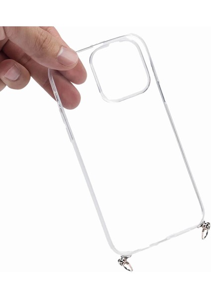 iPhone 12 Mini Uyumlu Darbe Emici Dayanıklı Sert Şeffaf Silikonlu Askılı Telefon Kılıfı