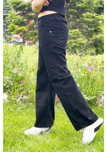 Kız Çocuk Komple Bel Lastikli Bol Paça Rahat Günlük Jean Kot PANTOLON-PNT-0017 modelleri