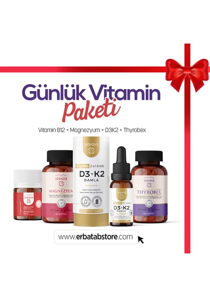 Günlük Vitamin Paketi(Thyrobex, D3K2, B12, Magnezyum)