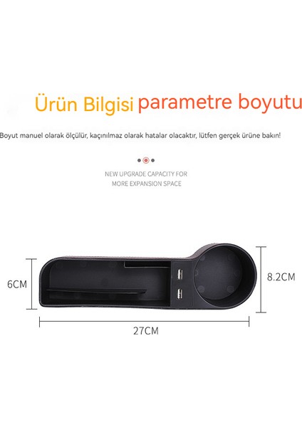 Araba Koltuğu Boşluğu Saklama Kutusu Çok Fonksiyonlu Çift USB Şarj Soketi Araba Cep Telefonu Şarj Saklama Çantası Su Bardağı Araba Malzemeleri (Yurt Dışından)