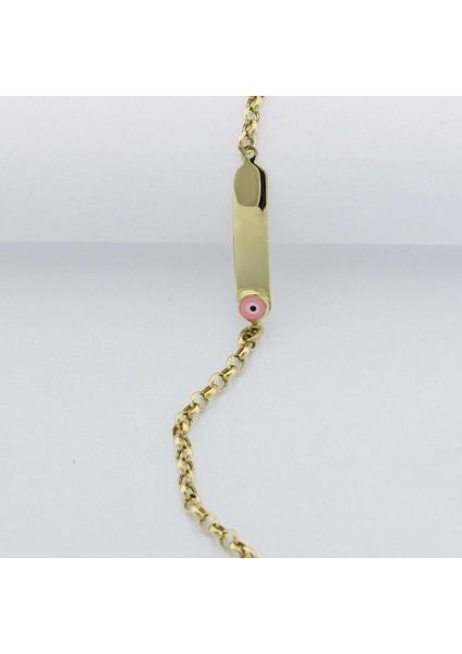 Pembe Nazar Boncuklu Altın Çocuk Künye Bileklik fiyatları