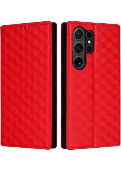Samsung Galaxy S24 Ultra Pu Deri Manyetik 3D Desen Telefon Kılıfı (Yurt Dışından)