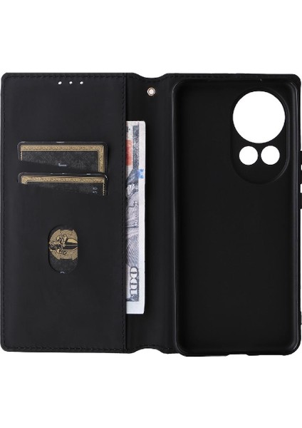 Huawei Nova 12 Manyetik 3D Desen Pu Deri Telefon Kılıfı (Yurt Dışından)