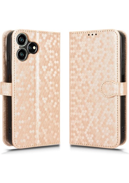 Zte Blade V50 Akıllı Manyetik Toka Geometrik Desen Deri Telefon Kılıfı (Yurt Dışından)
