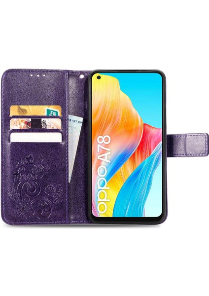 Oppo A78 4g Kısa Kayış Dört Yapraklı Yonca Telefon Kılıfı (Yurt Dışından)