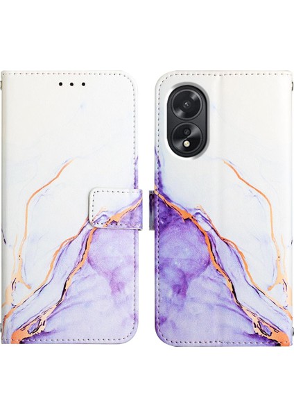 Oppo A38 4g Mermer Desen Pu Deri Telefon Kılıfı (Yurt Dışından)