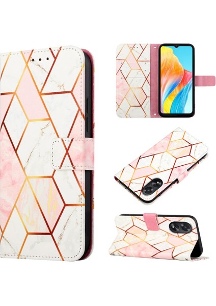 Oppo A38 4g Mermer Desen Pu Deri Telefon Kılıfı (Yurt Dışından)