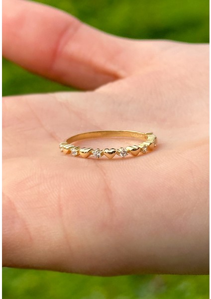 Çıtır Kalpli Taşlı Altın Yüzük CGKYZK0201 fiyatları