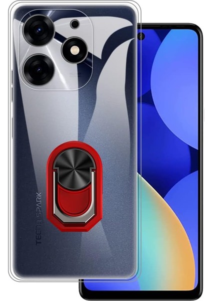 Tecno Camon 20 Kılıf Kamera Korumalı Yüzüklü Kickstand Mat Kapak