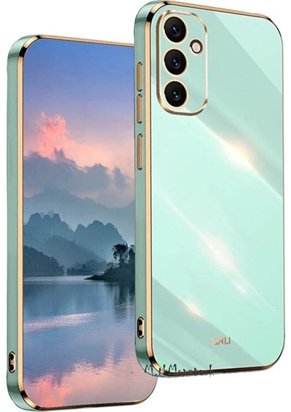 Samsung Galaxy A55 Kılıf Kamera Korumalı Parlak Gold Kenarlı Altın Detaylı Yumuşak Silikon Kapak