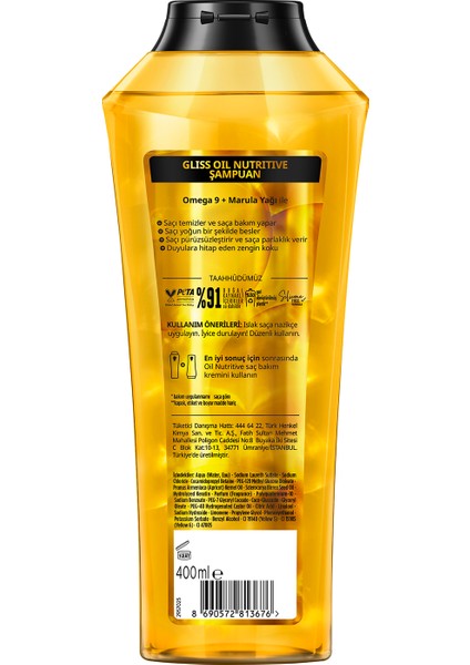 Schwarzkopf Gliss Oil Nutritive Besleyici & Parlaklık Veren Şampuan 400 Ml