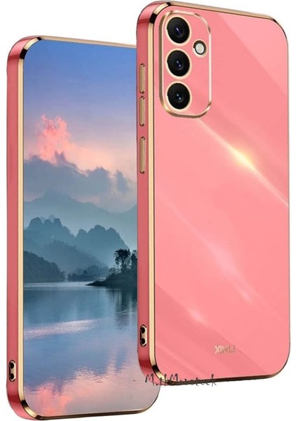 Samsung Galaxy A25 Kılıf Kamera Korumalı Parlak Gold Kenarlı Altın Detaylı Yumuşak Silikon Kapak