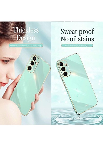 Samsung Galaxy A25 Kılıf Kamera Korumalı Parlak Gold Kenarlı Altın Detaylı Yumuşak Silikon Kapak modelleri