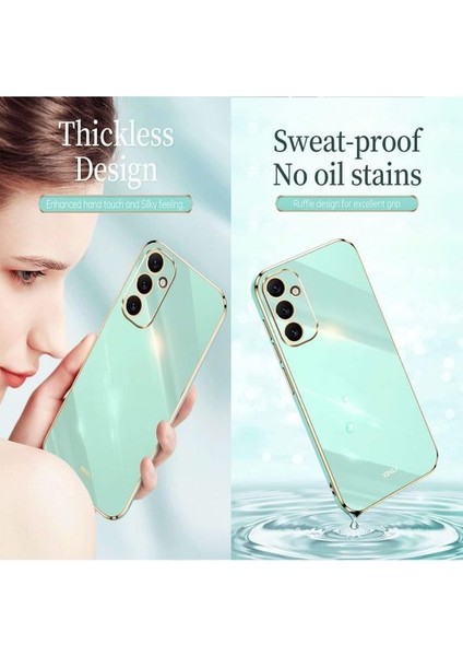 Samsung Galaxy A15 Kılıf Kamera Korumalı Parlak Gold Kenarlı Altın Detaylı Yumuşak Silikon Kapak modelleri