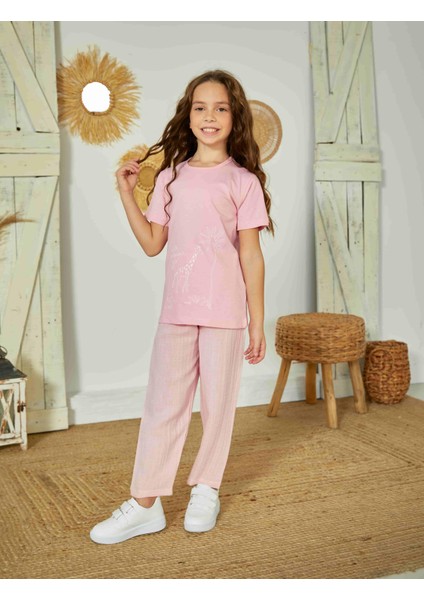 Pembe Kız Çocuk Pijama Takımı 823