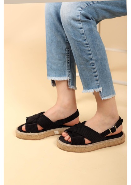 Kadife Çapraz Sandelet Siyah