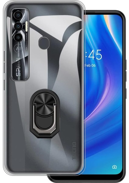 Tecno Spark 7 Pro Kılıf Kamera Korumalı Yüzüklü Kickstand Tpu Kapak