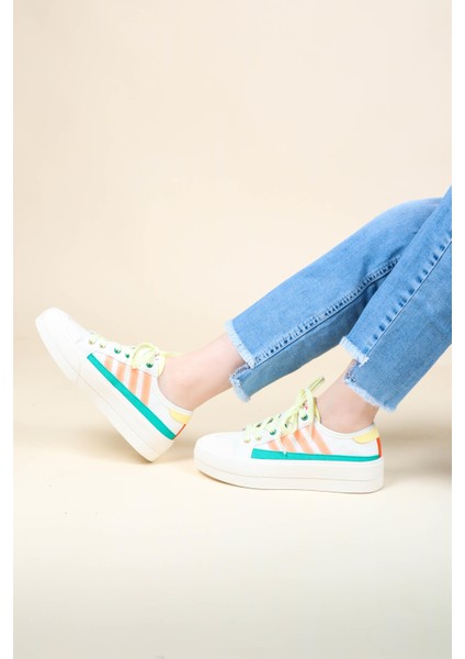 Guja Cilt Garnili Keten Sneakers Yeşil