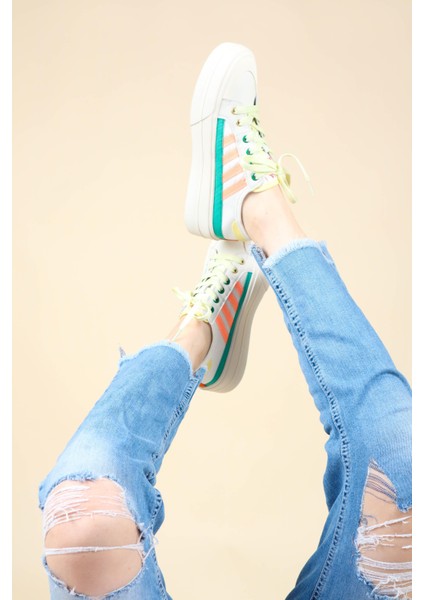 Guja Cilt Garnili Keten Sneakers Yeşil fiyatları