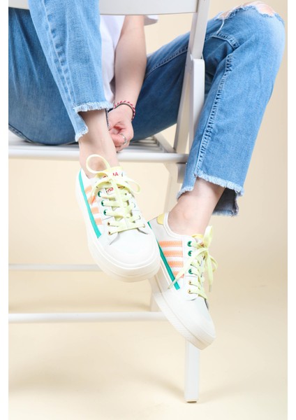 Guja Cilt Garnili Keten Sneakers Yeşil indirimleri