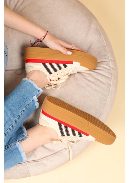 Guja Cilt Garnili Keten Sneakers Kırmızı indirimleri