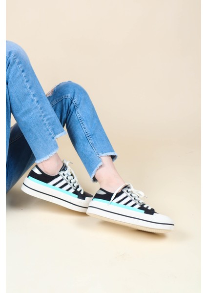 Guja Cilt Garnili Keten Sneakers Siyah