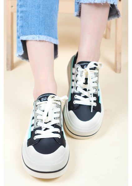 Guja Cilt Garnili Keten Sneakers Siyah fırsatları