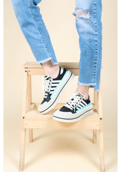 Guja Cilt Garnili Keten Sneakers Siyah indirimleri