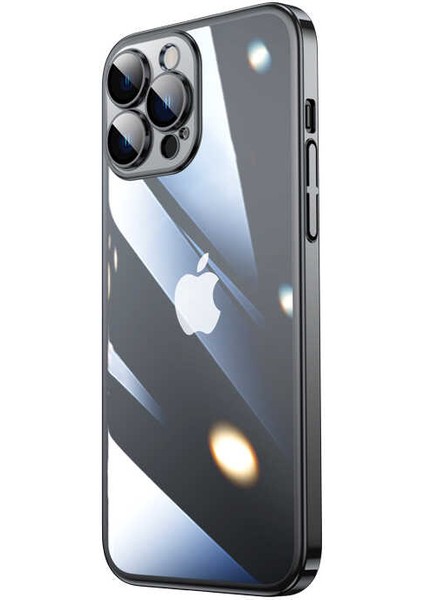 iPhone 13 Pro Max - Uyumlu Sert Pc Renkli Çerçeveli Zore Riksos Kapak-Siyah