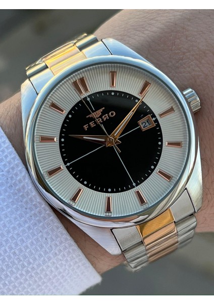 Çelik Kordon Takvimli 30 mt Su Geçirmez Erkek Kol Saat EFM11239-E2