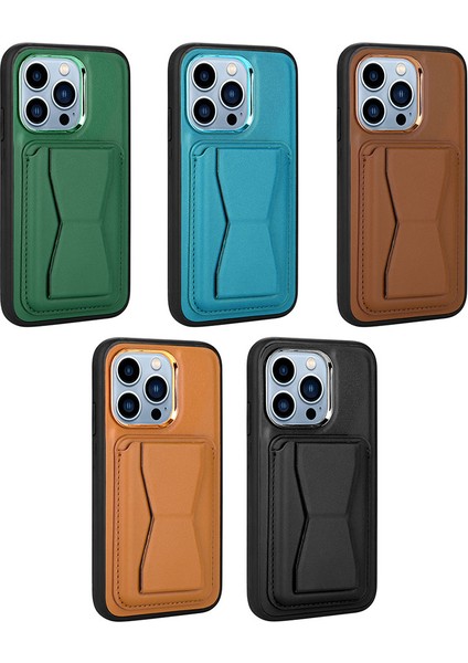 iPhone 13 Pro Max - Uyumlu Kartlıklı Standlı ​pu Deri Zore Memo Kapak-Mavi