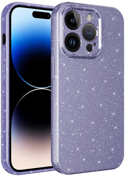 iPhone 14 Pro Max - Uyumlu Kamera Korumalı Simli Lüks Zore Koton Kapak-Mor