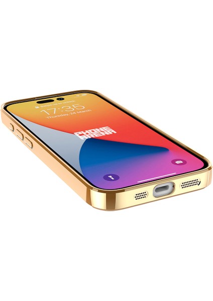 iPhone 15 Pro - Uyumlu Magsafe Wireless Şarj Özellikli Zore Setro Silikon-Gold