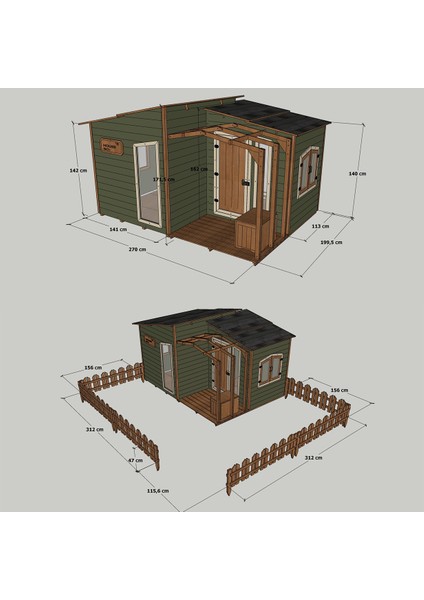 Ahşap Bahçeli Modern Playhouse (Oyun Evi)