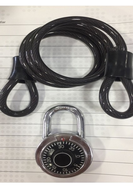 Krom Tanbur Şifre Asma Kilit ve 80 cm Pvc Kaplı Halat
