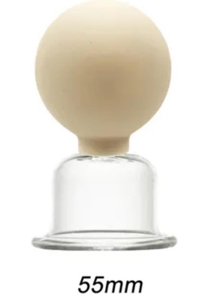 Silikon Vakumlu Selülit Ve Boyun İçin Cam Masaj Kupası No:4 Bej Renk