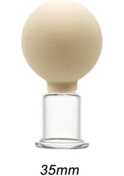 Silikon Vakumlu Yüz Ve Boyun Için Cam Masaj Kupası No:3 Bej Renk