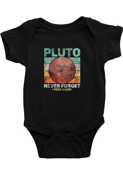 Plüton Çizim Unutma Siyah Unisex Bebek Body - Zıbın