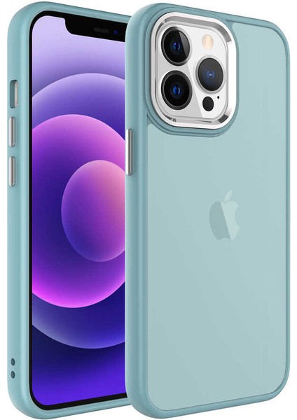 iPhone 13 Pro Max - Uyumlu Buzlu Sert Pc Zore May Kapak-Mavi