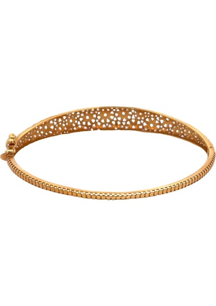 Yüzeyi Tırtıklı Oyma Çiçek Motifli Şık Rose Altın Kelepçe Bileklik fırsatları