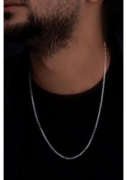 Vog - 2mm Forse Model 925 Ayar Erkek Gümüş Kolye Zincir Gklgmsforse
