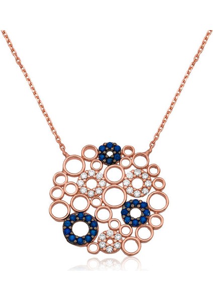 Gümüş Mozaik Yuvarlak Bayan Kolye