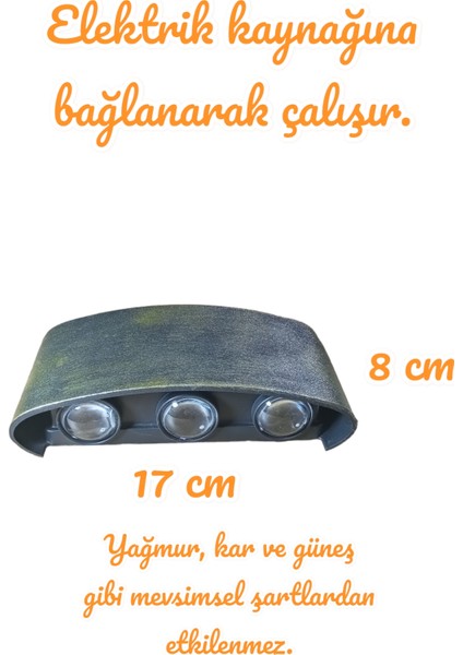 Antik Eskitme 10 Watt Günışığı Ledli Dekoratif Işık Süzmeli Iç ve Dış Mekan LED Aplik, LED Armatür