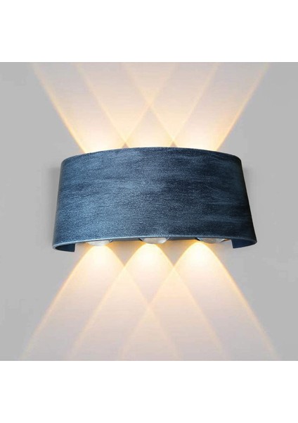 Gümüş Eskitme 10 Watt Günışığı Ledli Dekoratif Işık Süzmeli Iç ve Dış Mekan LED Aplik, LED Armatür